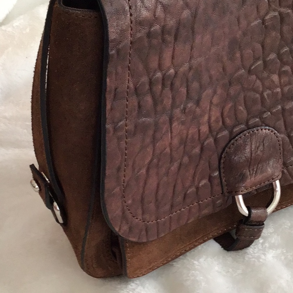 Italian leather and suede D2 small satchel in dark brown - Picture 9 of 9